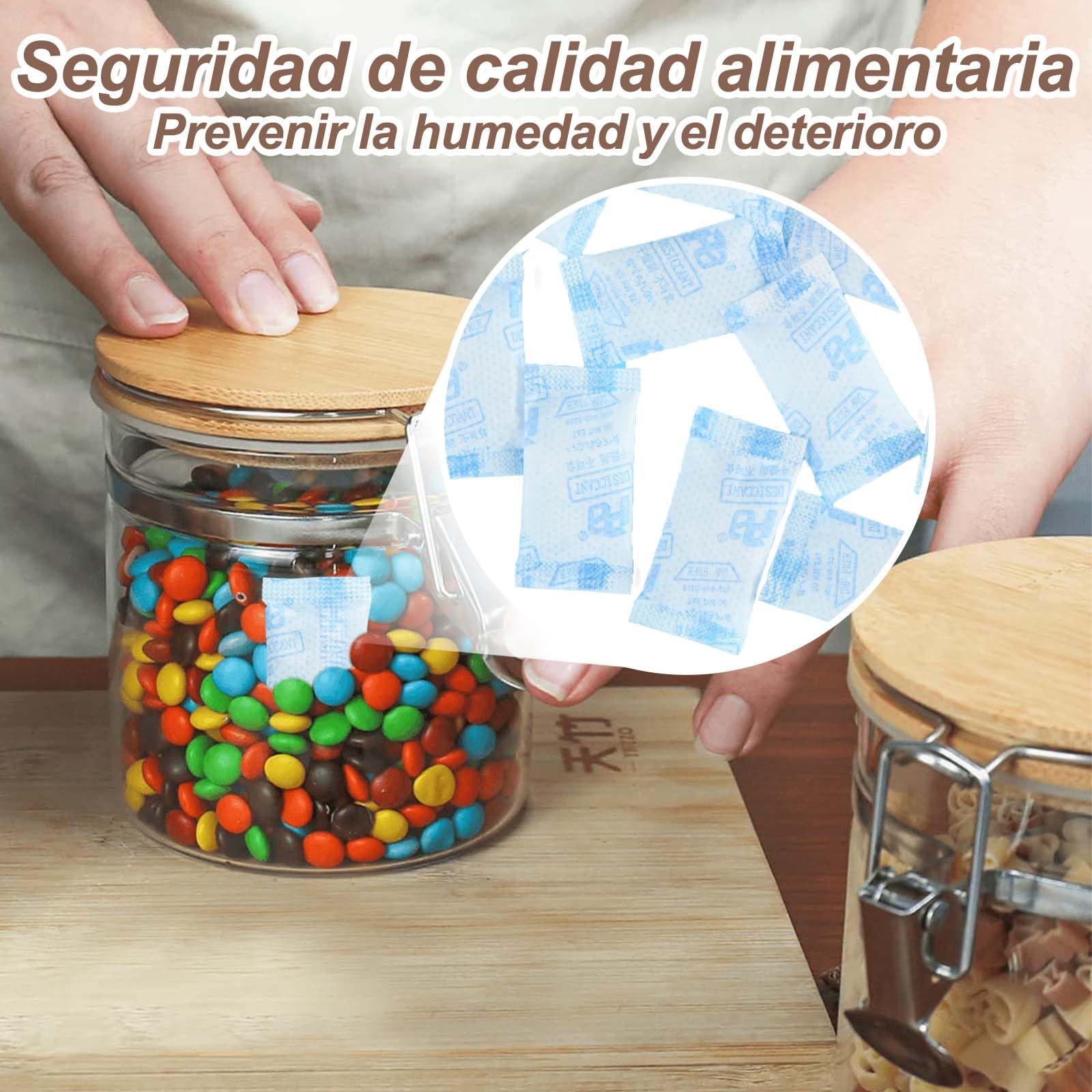1000 Packs Silica Gel 1gramo Deshumidificador Reutilizable, Grado Alimenticio y Farmacéutico, Desecantes Gel de Silica para la Humedad