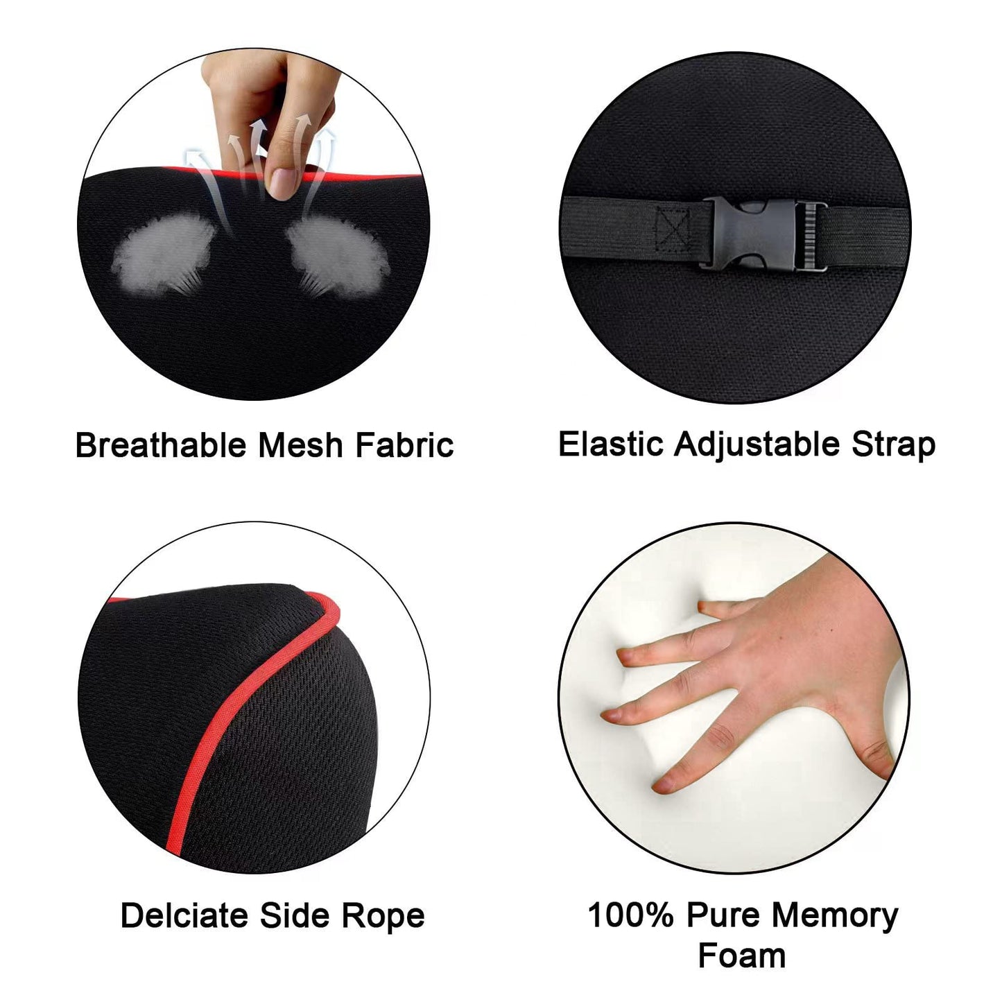 Crofy - Paquete de 2 almohadas para el cuello del coche, suave reposacabezas de coche para conducir con correa ajustable, 100% espuma viscoelástica y funda extraíble transpirable, diseño ergonómico