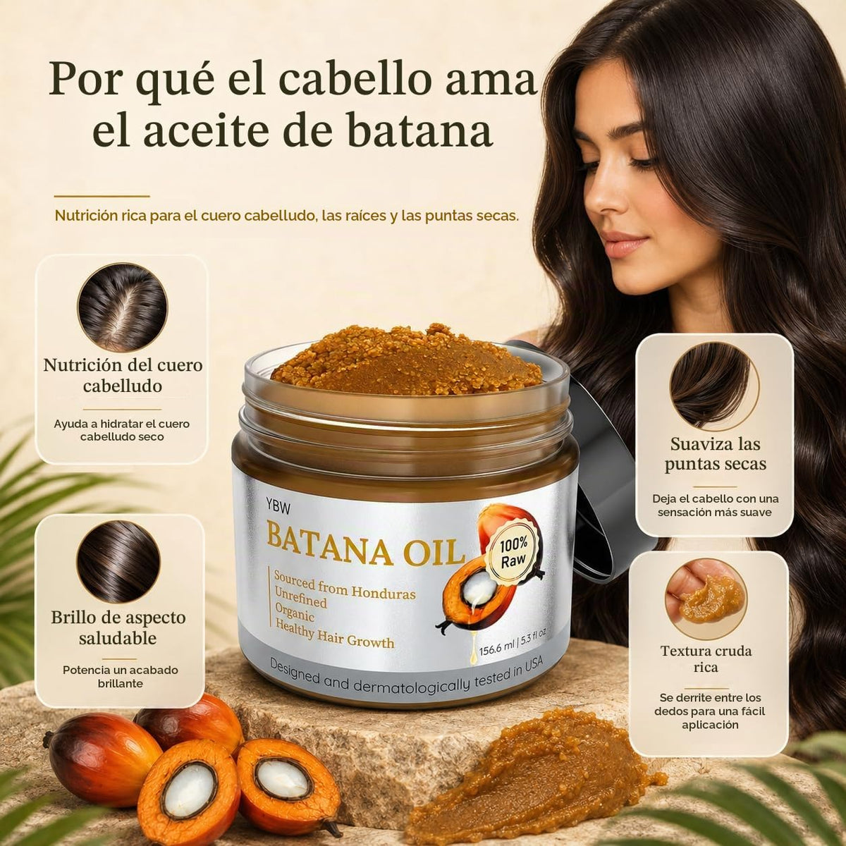 Aceite de Batana Orgánico Dr. Sebi Natural Honduras Realza Grosor Capilar y Previene la Pérdida para Hombre y Mujer