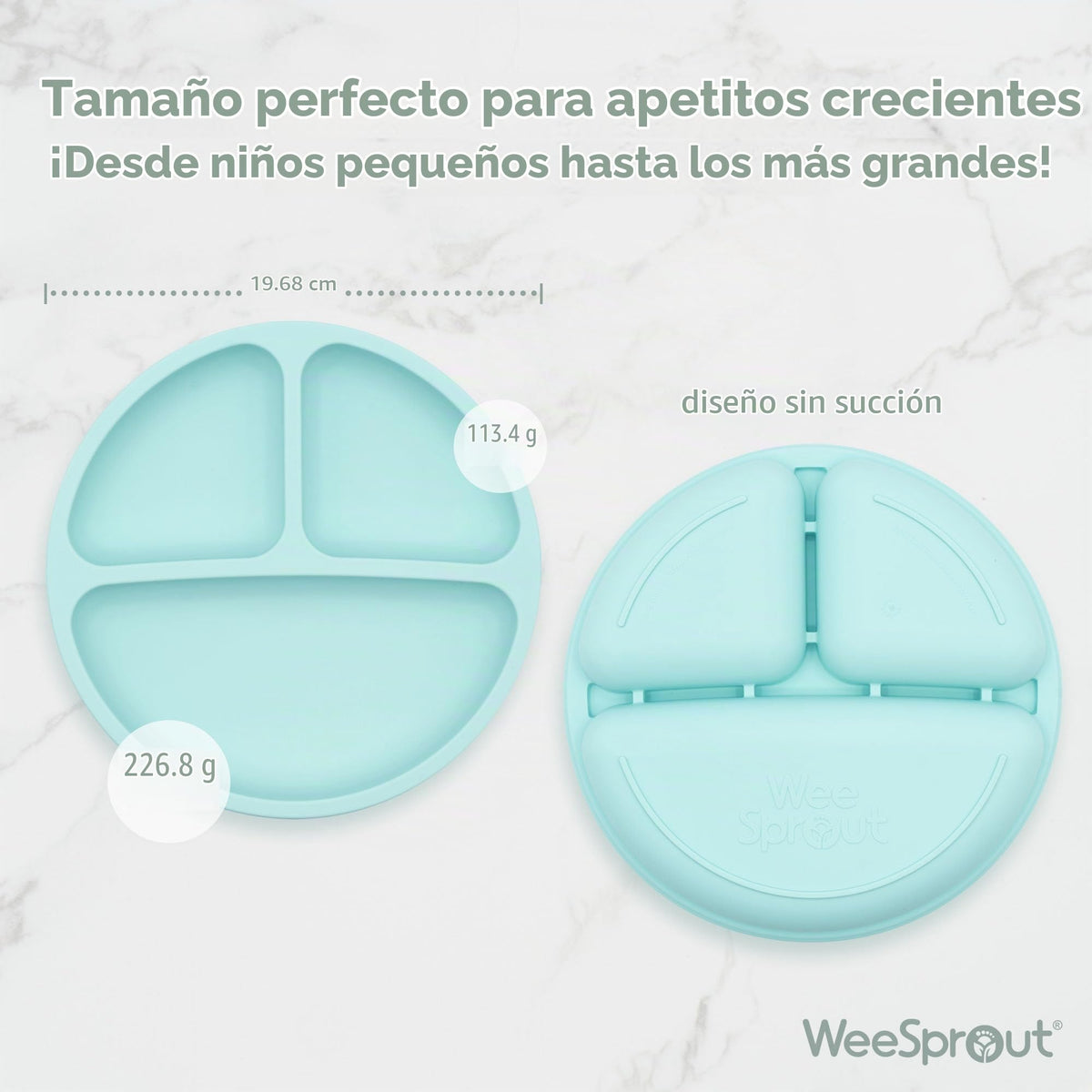 WeeSprout - Platos de silicona con tapas para bebés y niños pequeños (paquete de 3) platos 100% de grado alimenticio para autoalimentación, diseño dividido y bordes elevados para comedores exigentes