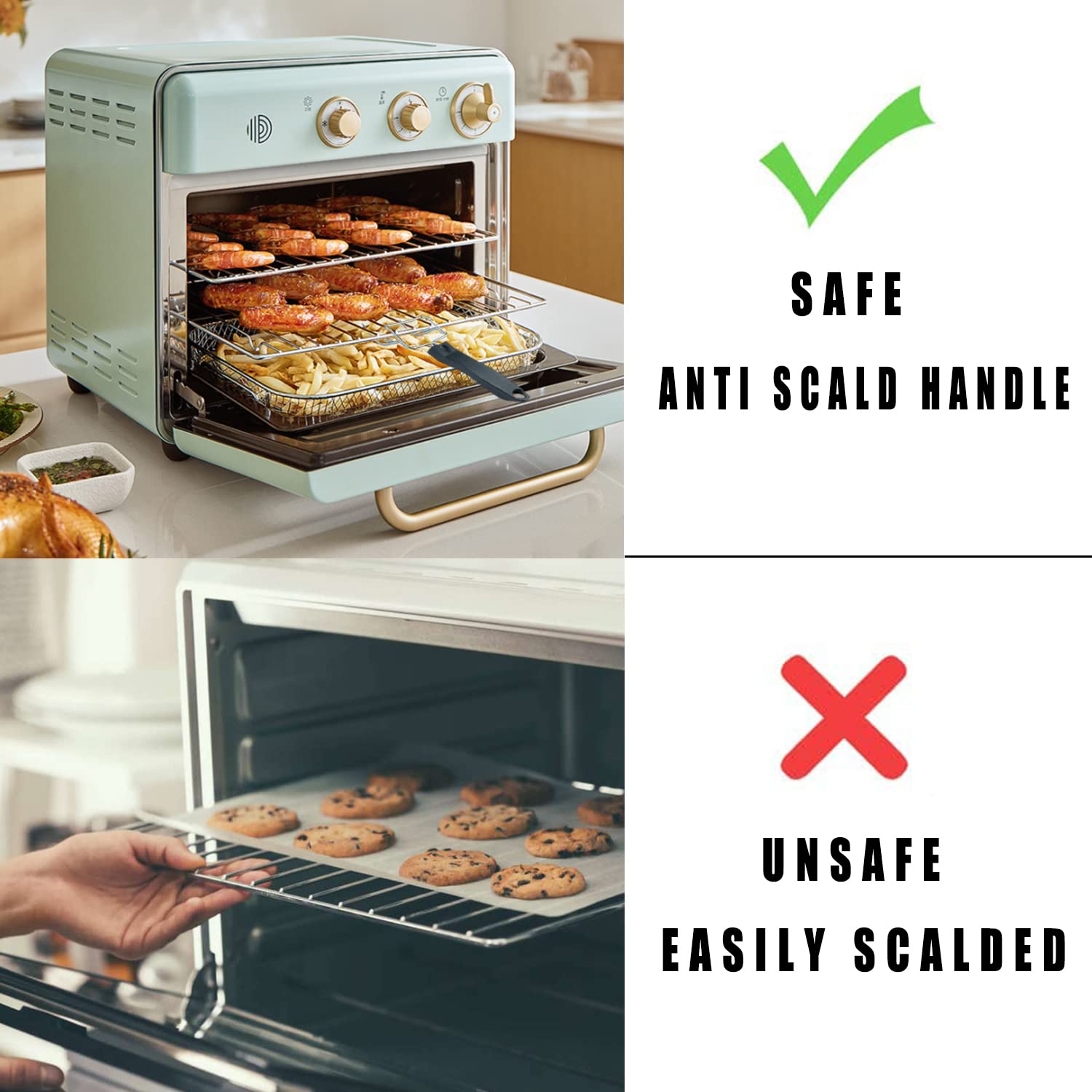 Extractor de bandeja de horno tostador por convección, extractor de parrillas, clip de parrillas, clip de horno, clip de comida para horno, mango de bandeja de horno, clip resistente a escaldado,