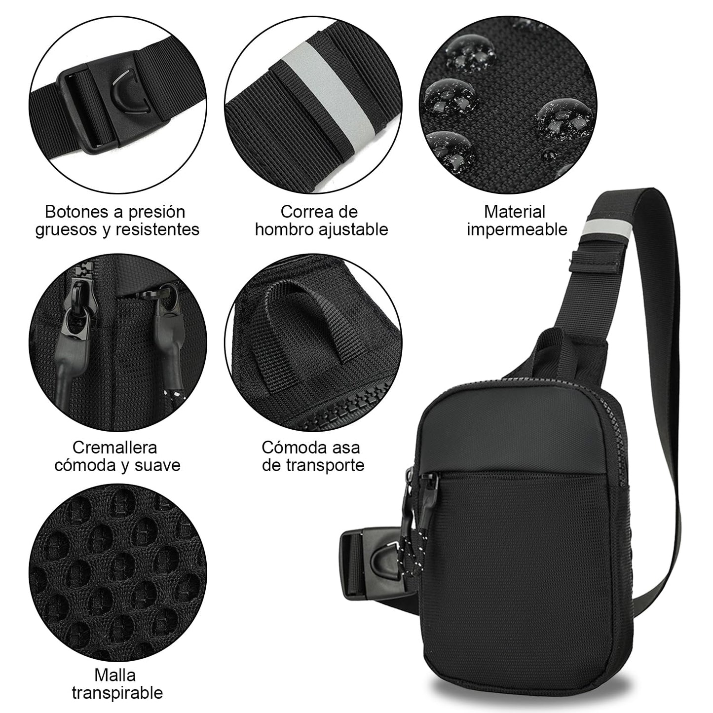 Mini Bolso Cruzado Impermeable y Ligero para Hombre Ideal para Viajes y Uso Diario