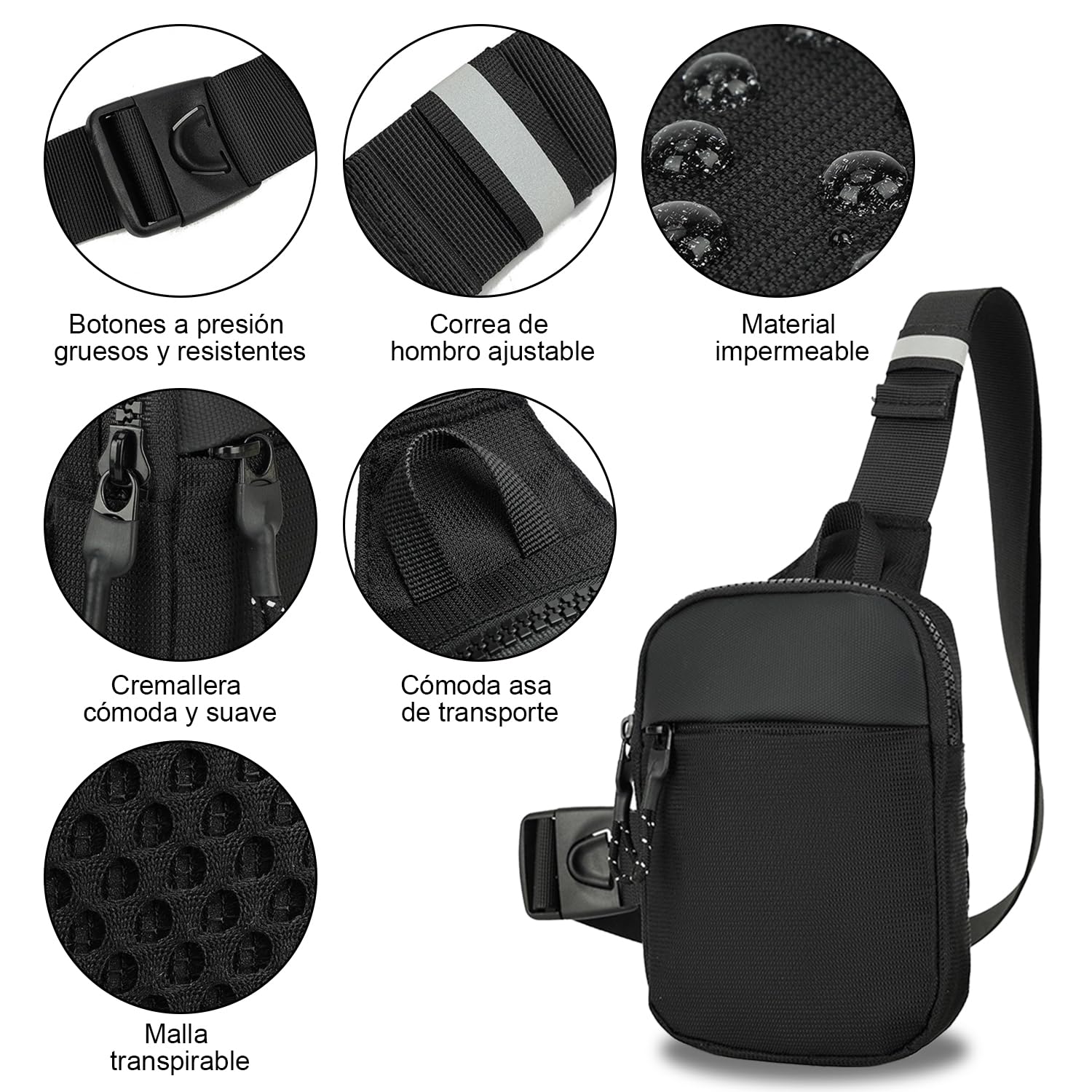 Mini Bolso Cruzado Impermeable y Ligero para Hombre Ideal para Viajes y Uso Diario