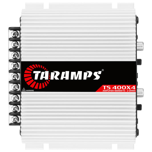 Amplificador de Audio para Coche Taramps TS 400x4 Negro con Entrada Automática de Alto Nivel 400 Vatios RMS 4 Canales Clase D Multicanal