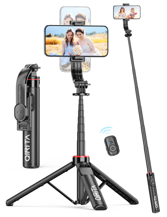 Trípode para Teléfono qirita 51 Pulgadas de Aluminio con Control Remoto para Selfie Stick