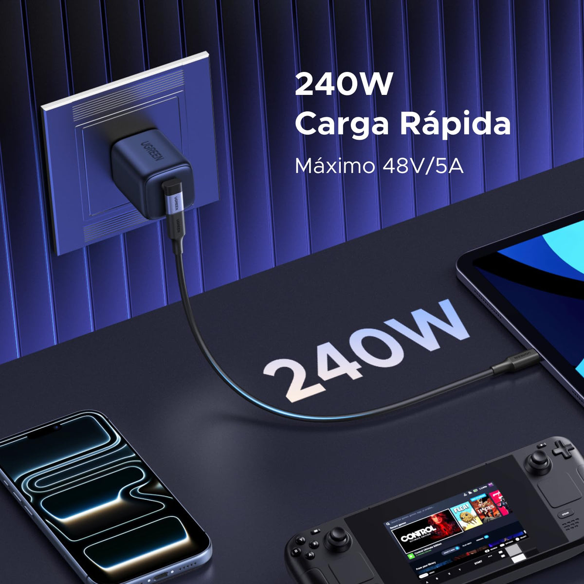 Adaptador USB C UGREEN 90 Grados Paquete 3 Unidades