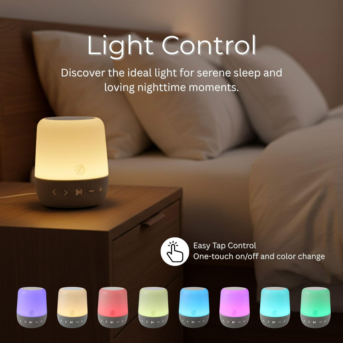Sleep ZM - Máquina de ruido blanco con 30 sonidos, ayuda digital para dormir con luz nocturna ámbar para bloqueo de luz azul, control táctil, batería recargable y temporizador para adultos y bebés