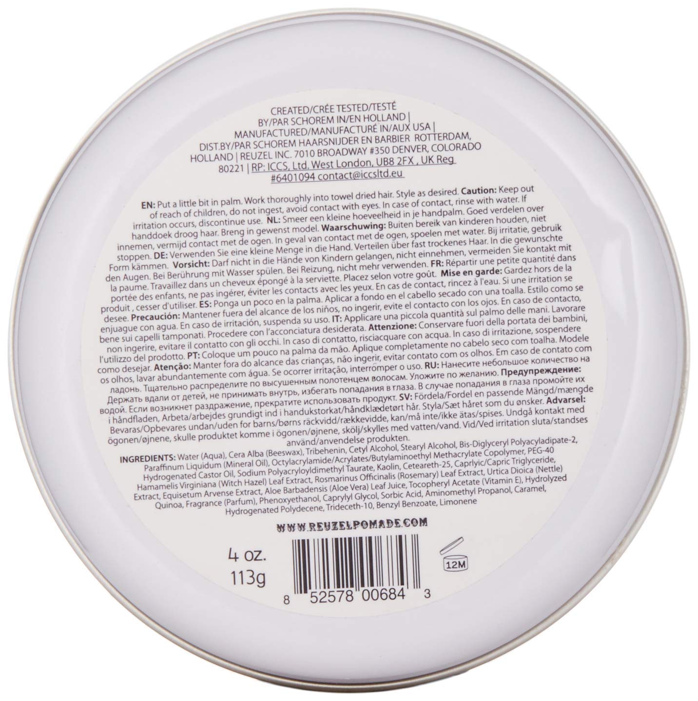 Reuzel Pomada de arcilla mate - Fórmula concentrada de cera para hombre con fijación natural y orgánica - Producto vegano que da volumen y define sencillo de poner y quitar - Fragancia original - 113g