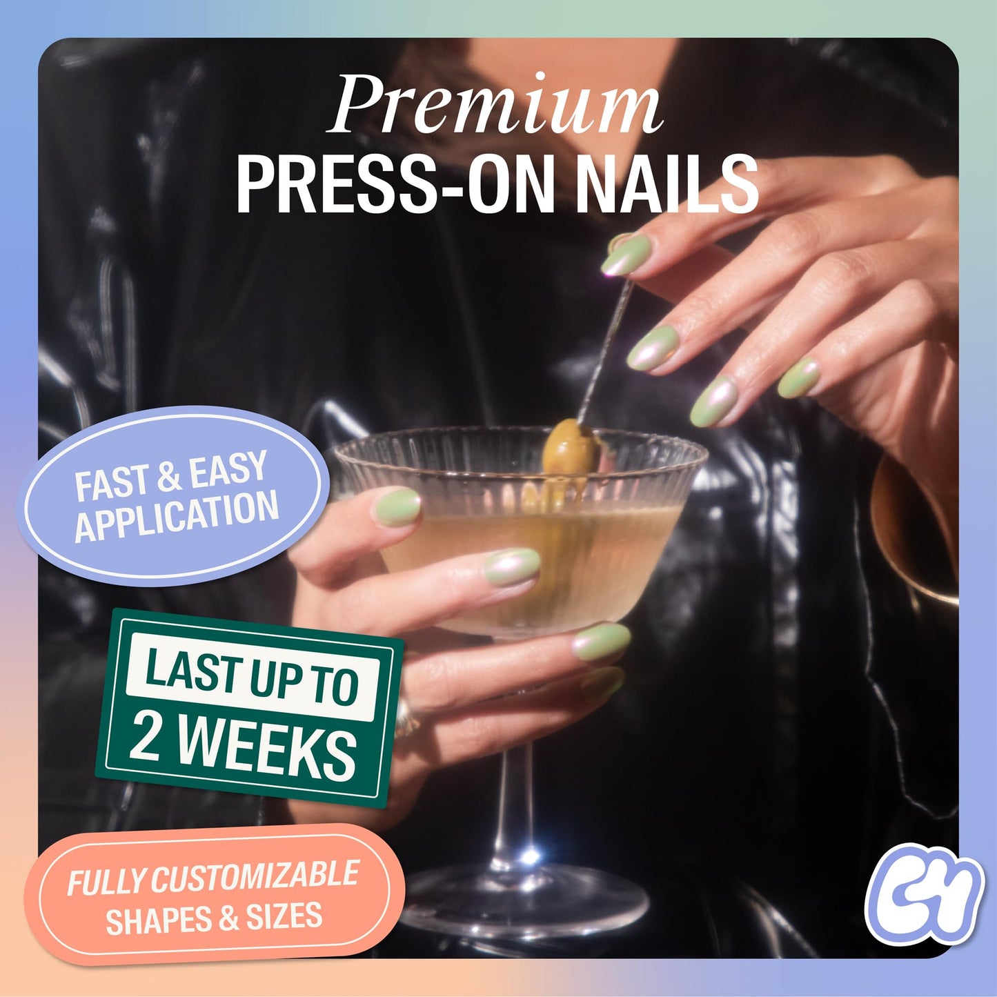 Chillhouse Kit De Uñas Chill Tips Press On -(Ovaladas)- 24 Formas Y Tamaños De Uñas - Hasta 3 Semanas De Uso - Ajuste Personalizable - Reutilizable - Fundado Por Latinas Y Propiedad De Mujer