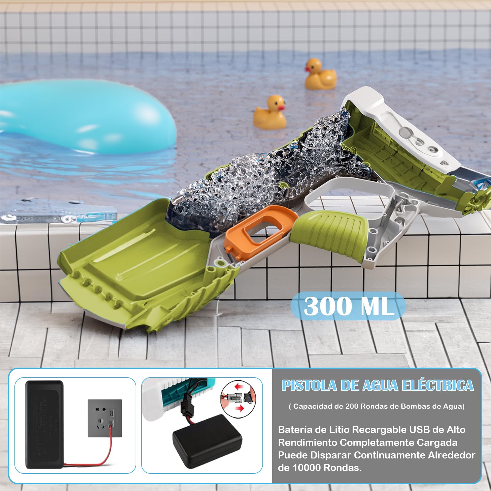 Pistola de Agua Electrónica SIJEW Azul con Succión Automática para Niños y Adultos