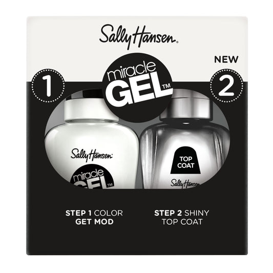 Sally Hansen Miracle Gel Nail Polish, Shade Get Mod 789 with Shiny Top Coat Duo Pack (el embalaje puede variar)