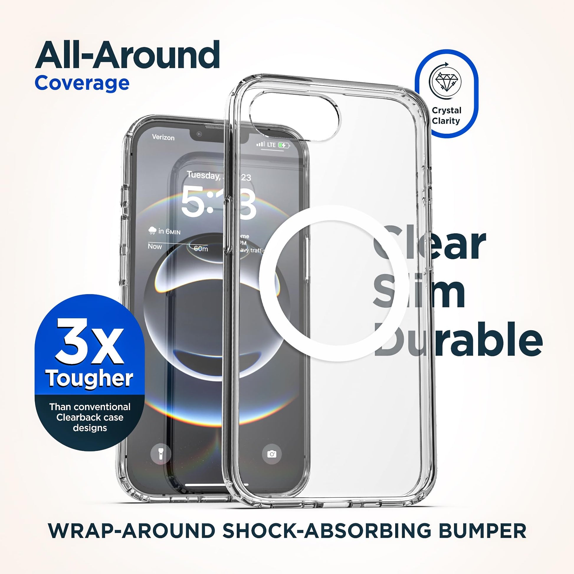 Funda Magnética Encased Transparente Anti-Amarillo y Antigolpes para iPhone 16e Compatible con MagSafe