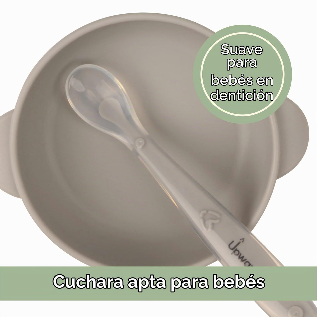 UpwardBaby - Juego de cucharas de silicona autoalimentables, 4 piezas, cuencos y cucharas de succión multicolores, sin BPA, apto para microondas y lavaplatos, cuencos para bebés con succión