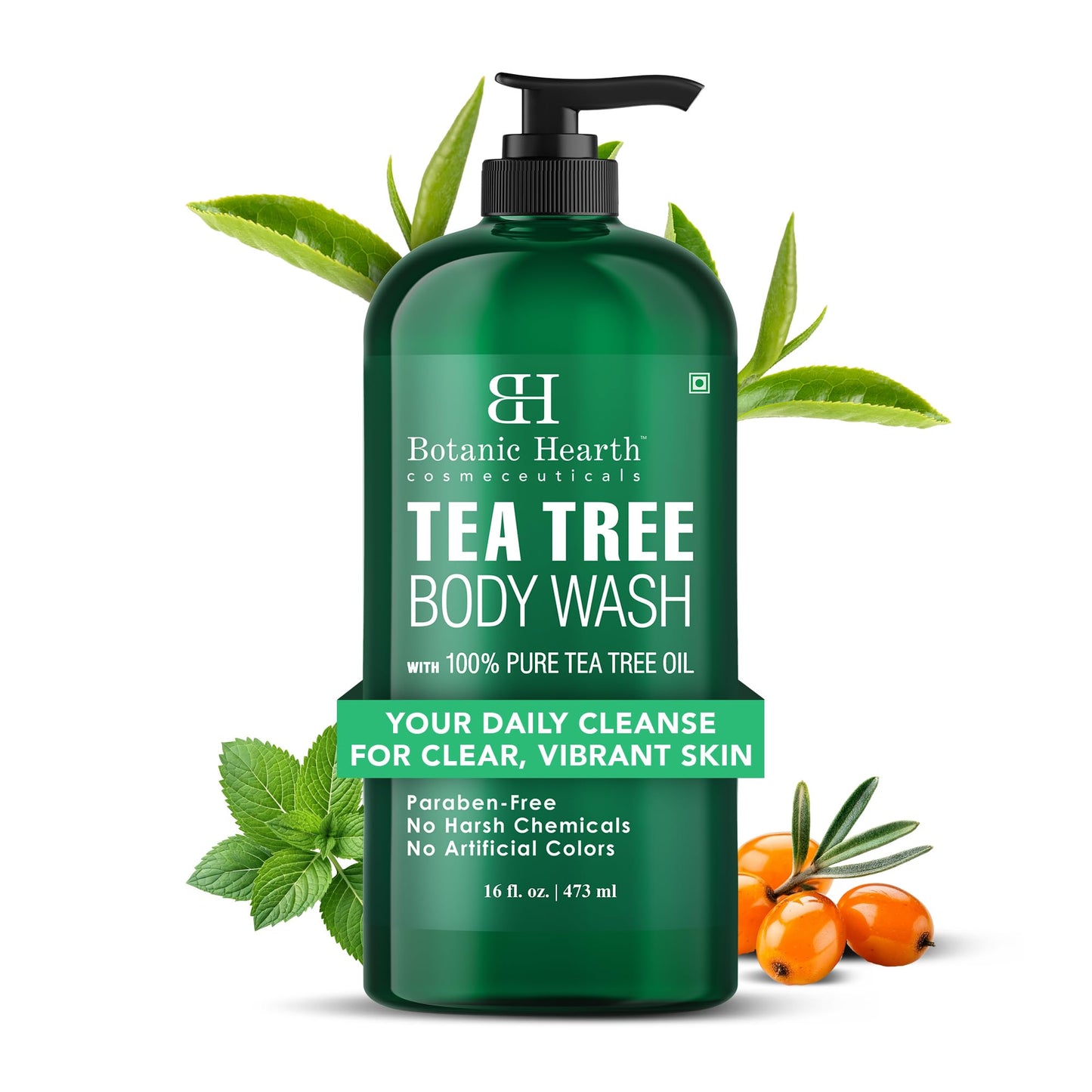 BOTANIC HEARTH Tea Tree Body Wash, ayuda a los hongos de las unas, los atletas de los pies, los gusanos de anillo, el picor del caldo, el acne, el eczema y el olor corporal, alivia el picor y promueve la piel y los pies saludables, naturalmente perfumados