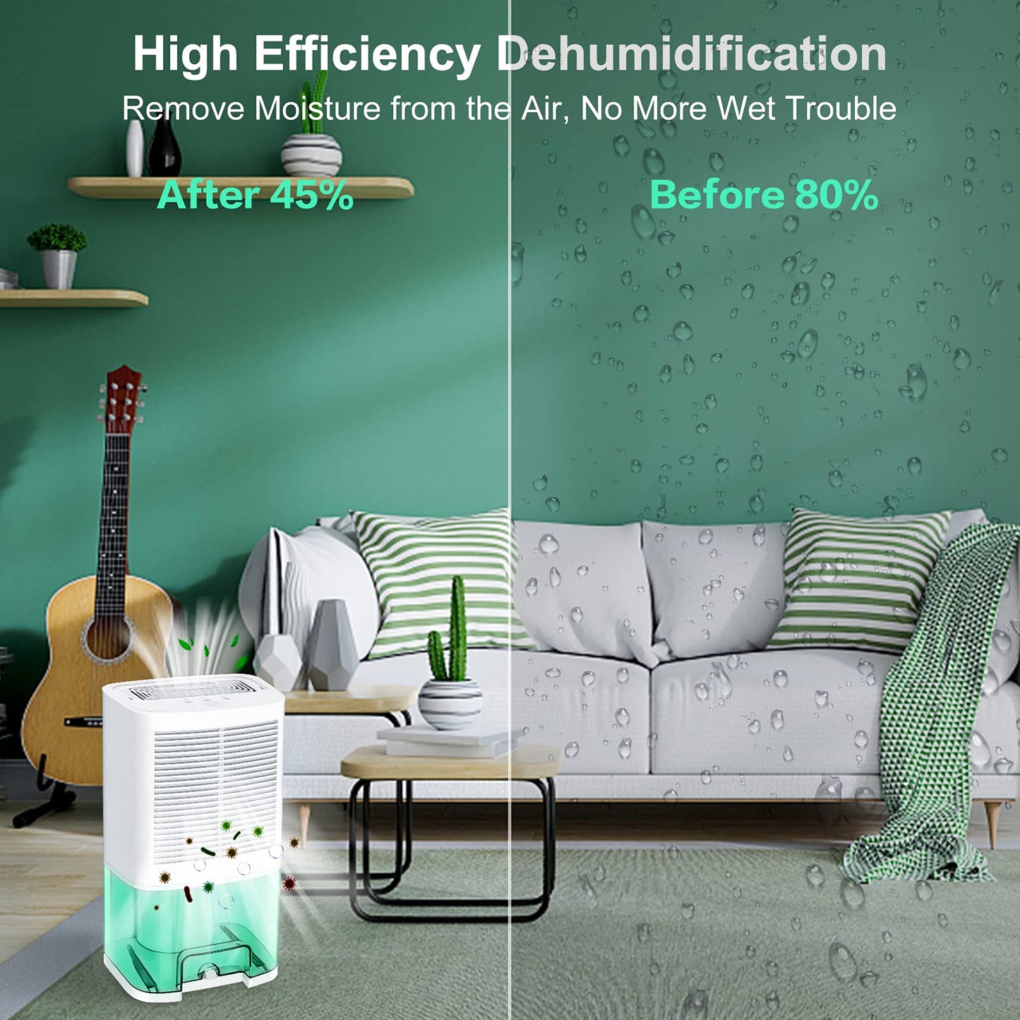 MADETEC deshumidificador actualizados para el hogar, con manguera de drenaje y tanque de agua de 2000ml,para Moldes y Humedad,ideal para sótanos, dormitorio, baño, cocina, RV