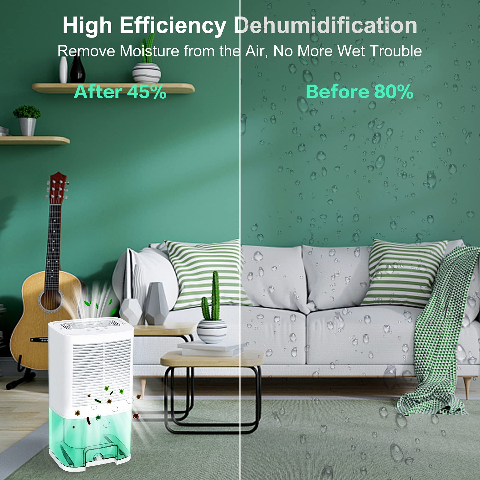 MADETEC deshumidificador actualizados para el hogar, con manguera de drenaje y tanque de agua de 2000ml,para Moldes y Humedad,ideal para sótanos, dormitorio, baño, cocina, RV