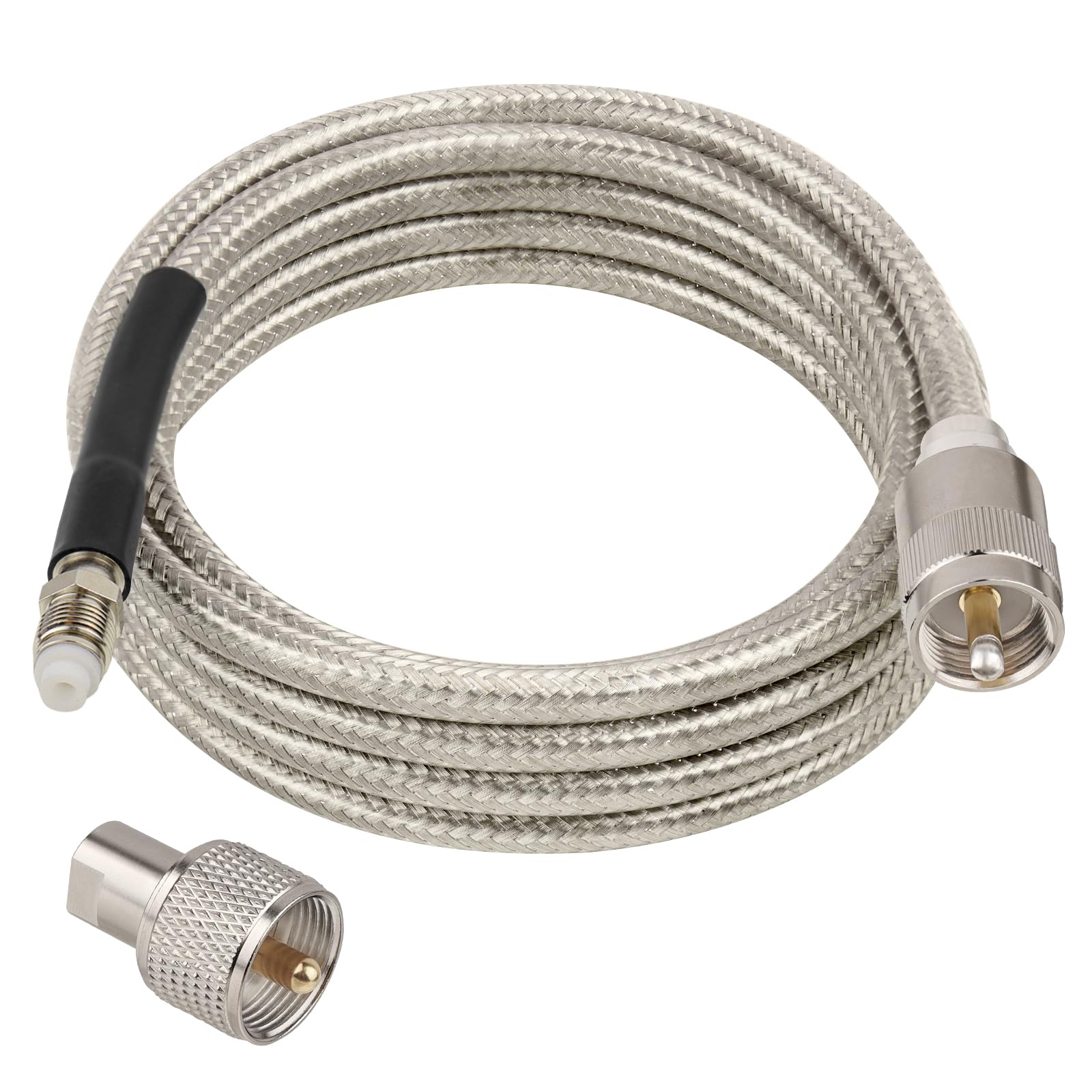 Cable coaxial CB de 8 pies, RG8X FME hembra a UHF PL-259 macho con adaptador FME macho a PL-259, cable coaxial RF de baja pérdida para antena, radio CB, radio jamón, marina, móvil y sistemas GPS