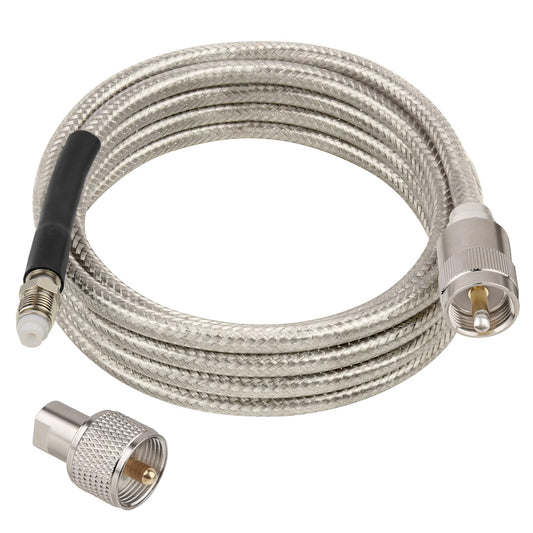 Cable coaxial CB de 8 pies, RG8X FME hembra a UHF PL-259 macho con adaptador FME macho a PL-259, cable coaxial RF de baja pérdida para antena, radio CB, radio jamón, marina, móvil y sistemas GPS