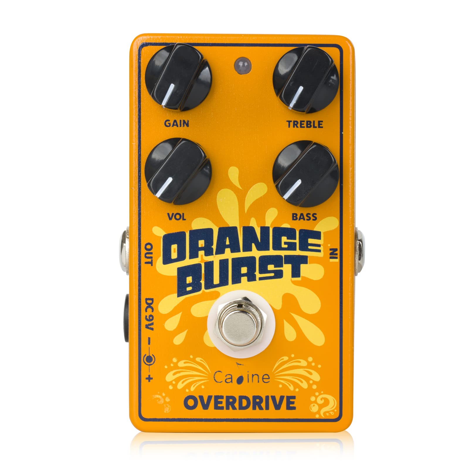 Caline CP-516 Orange Burst Overdrive Pedal de efecto guitarra True Bypass Design White Pomos
