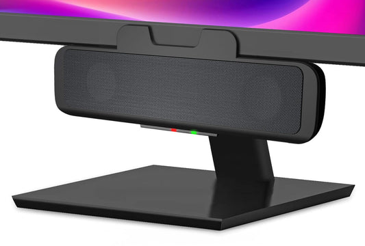 Cyber Acoustics Barra de Altavoces USB (CA-2890) – Altavoz estéreo Alimentado por USB, se sujeta fácilmente al Monitor, Controles convenientes