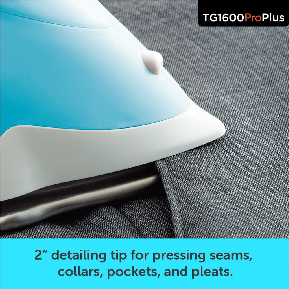 Plancha de Vapor Oliso TG1600 Pro Plus Turquesa con Elevación Automática y Suela de Cerámica de Diamante para Ropa y Costura