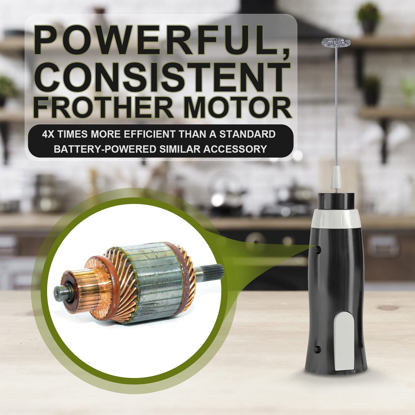 Espumador de Leche Eléctrico K-Brands con Cable Mezclador Potente para Café y Capuchino