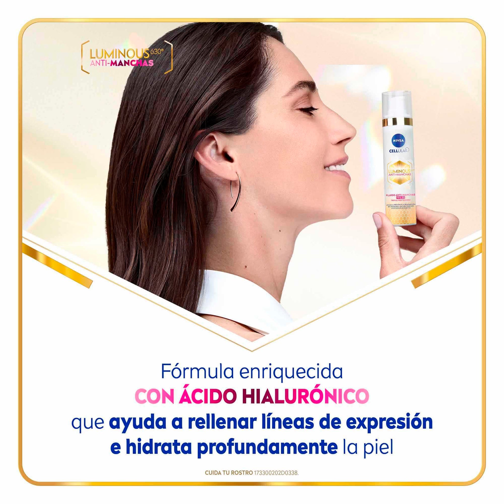 NIVEA Cellular LUMINOUS630 Fluido Facial Aclarador FPS50 | Anti-manchas y Ácido Hialurónico
