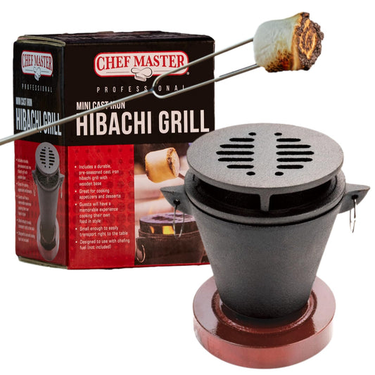 Chef-Master 90206 Mini de hierro fundido Hibachi parrilla, negro