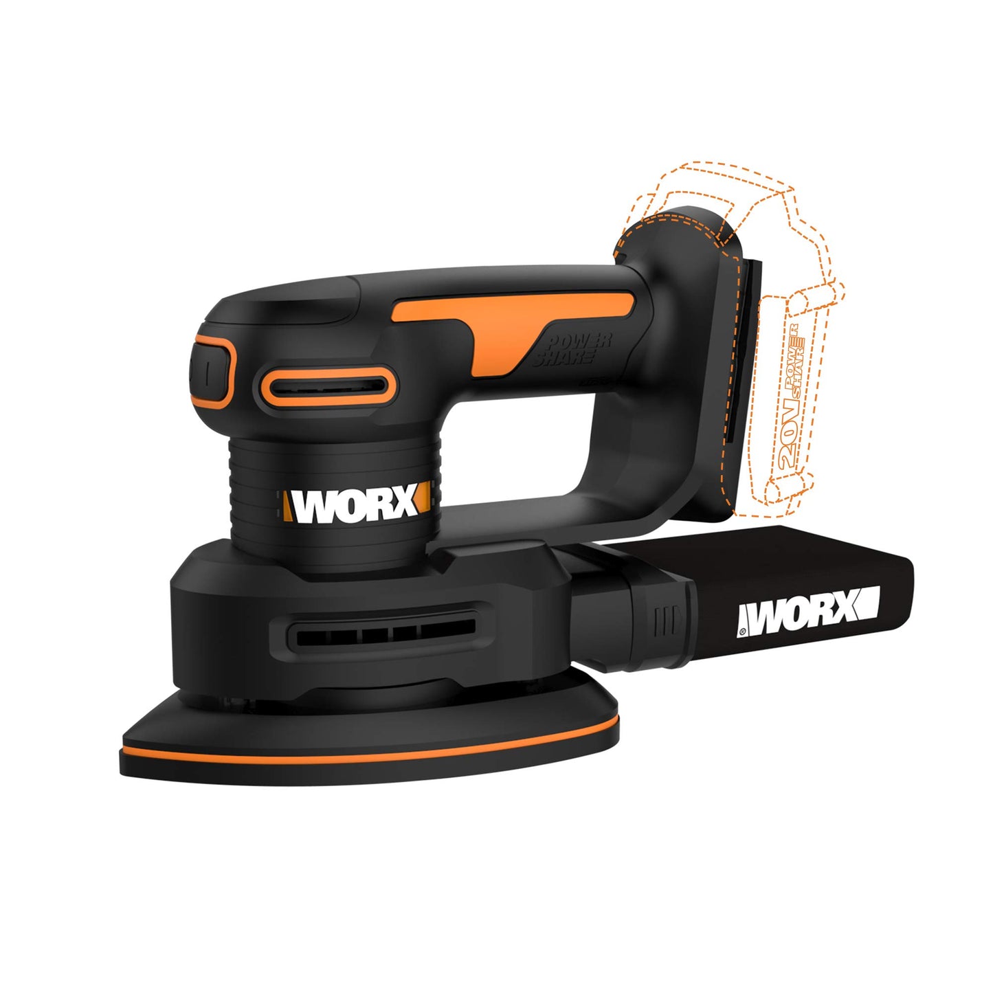 Worx WX822L.9 Lijadora de detalle inalámbrica de 20 V Power Share (solo herramienta)