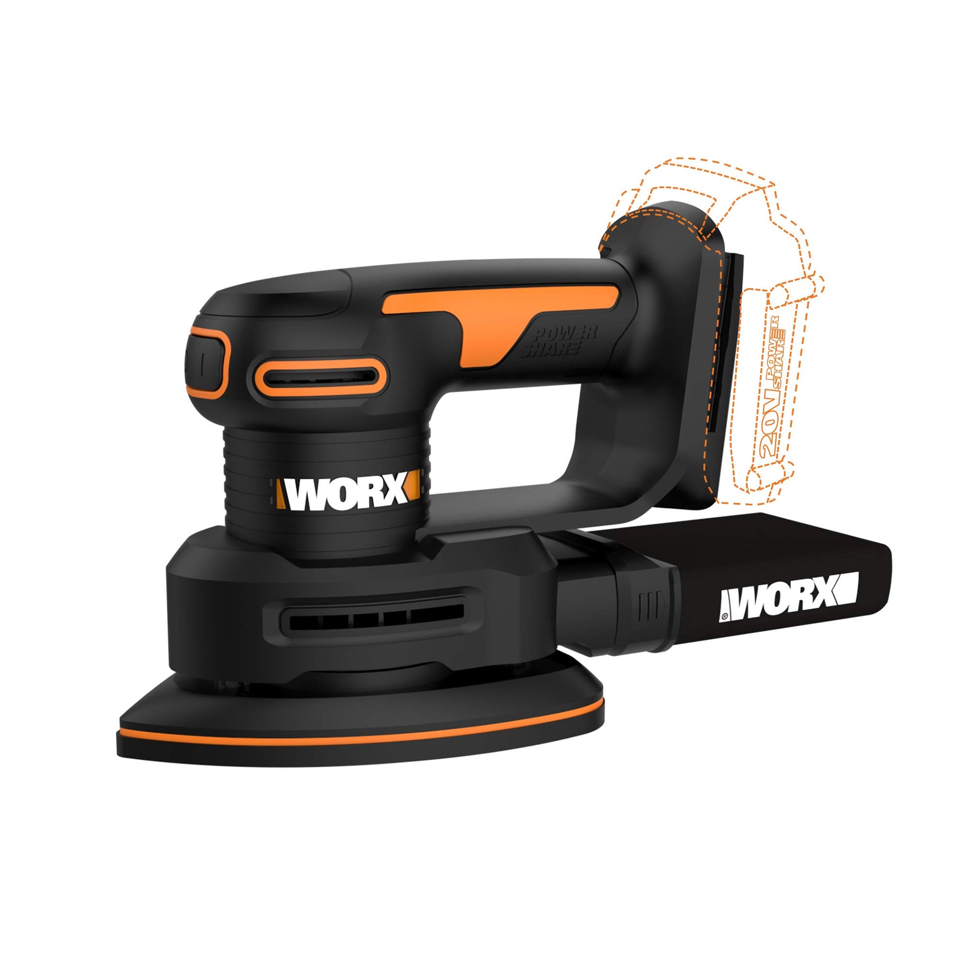 Worx WX822L.9 Lijadora de detalle inalámbrica de 20 V Power Share (solo herramienta)