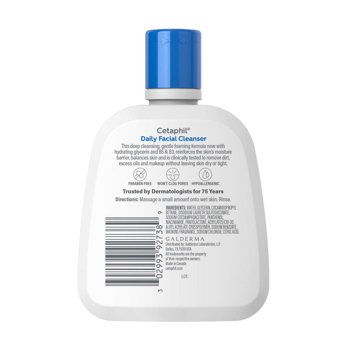 Face Wash by CETAPHIL, Daily Facial Cleanser for Sensitive, Combination to Oily Skin, NEW 4 oz 3 Pack, Gentle Foaming, Soap Free, Hypoallergenic