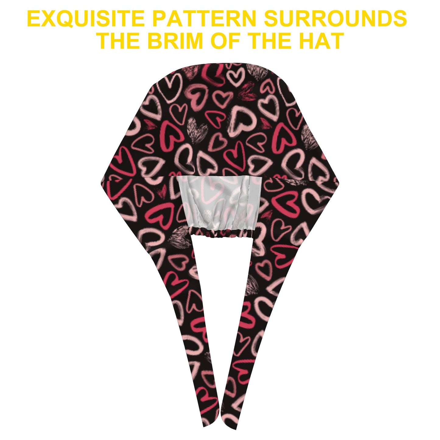 POUIXCT Gorro quirúrgico de trabajo con banda para el sudor, ajustable con cierre de cordón, ligero, para enfermeras y hombres (diseño de corazón estilo doodle).