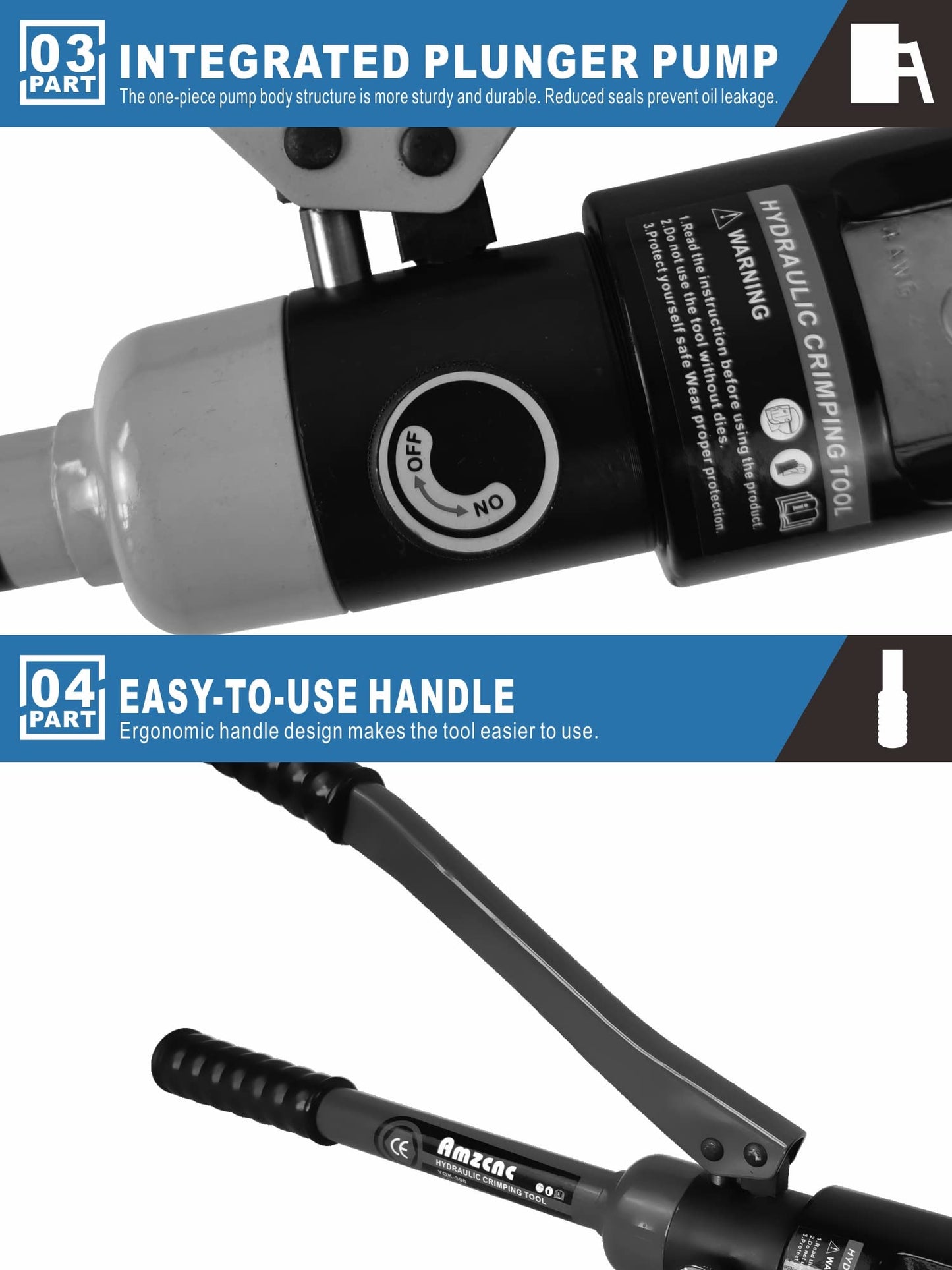 Herramienta de Prensado Hidráulica AMZCNC Batería con 10 Troqueles de 12 Toneladas