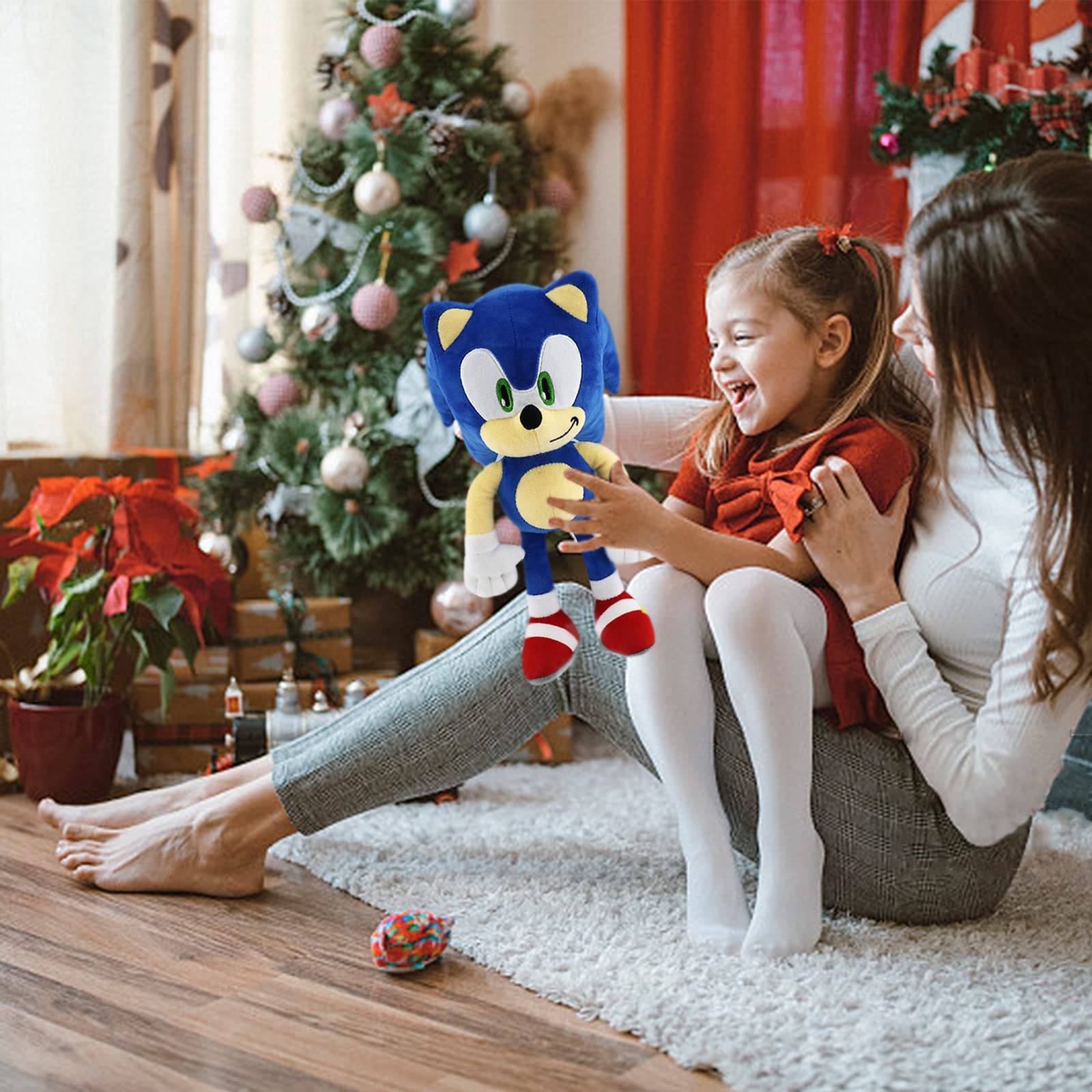 Juguetes de peluche para Hedgehog,12 pulgadas personajes de dibujos animados,Juguete de Peluche Suave para Sala de Estar,Oficina,Coche,Regalos navideños perfectos Para Niños y Niñas (Azul)
