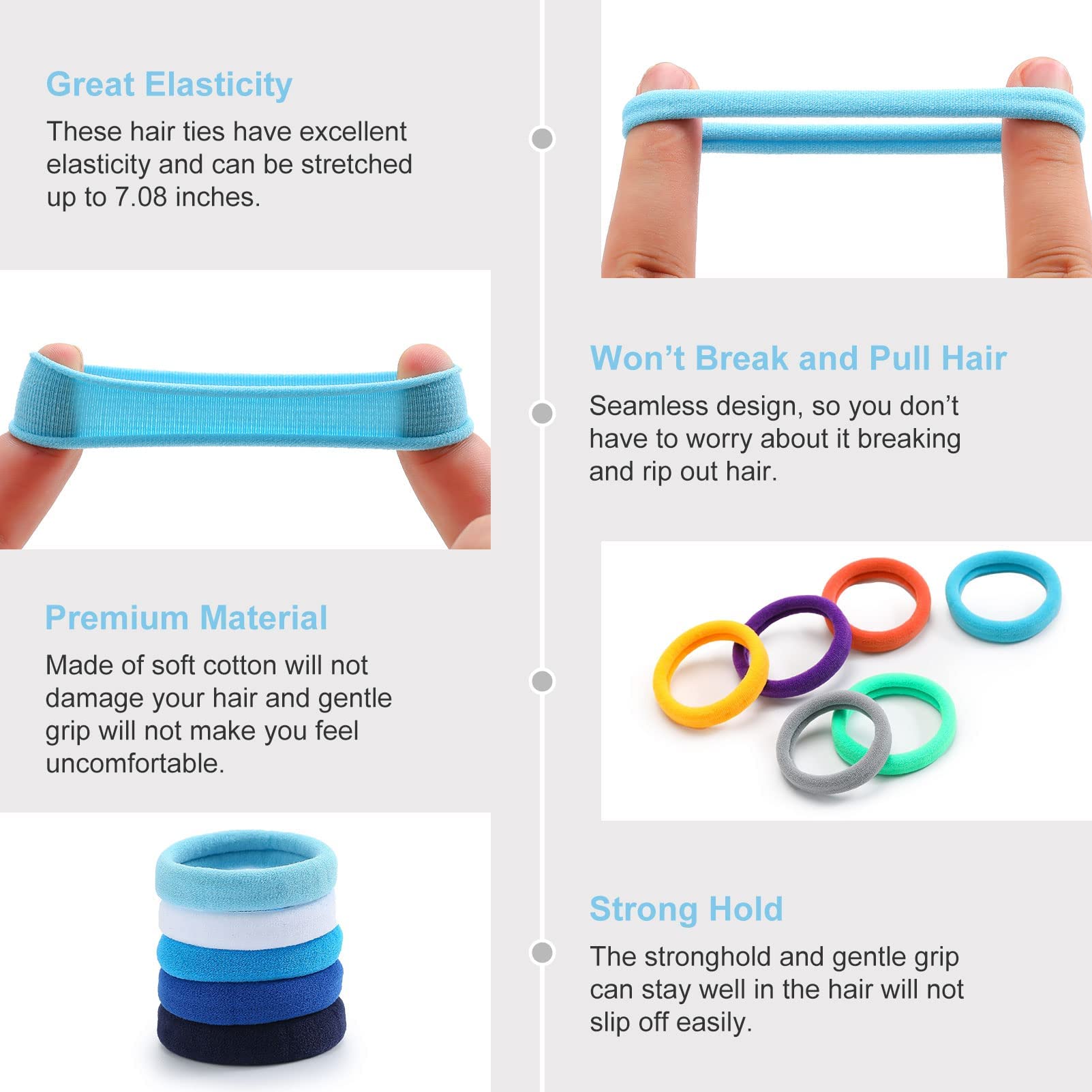 Set de 100 Scrunchies de Algodón para Cabello - Accesorios Elásticos y Coloridos para Coletas y Peinados de Mujer y Niña