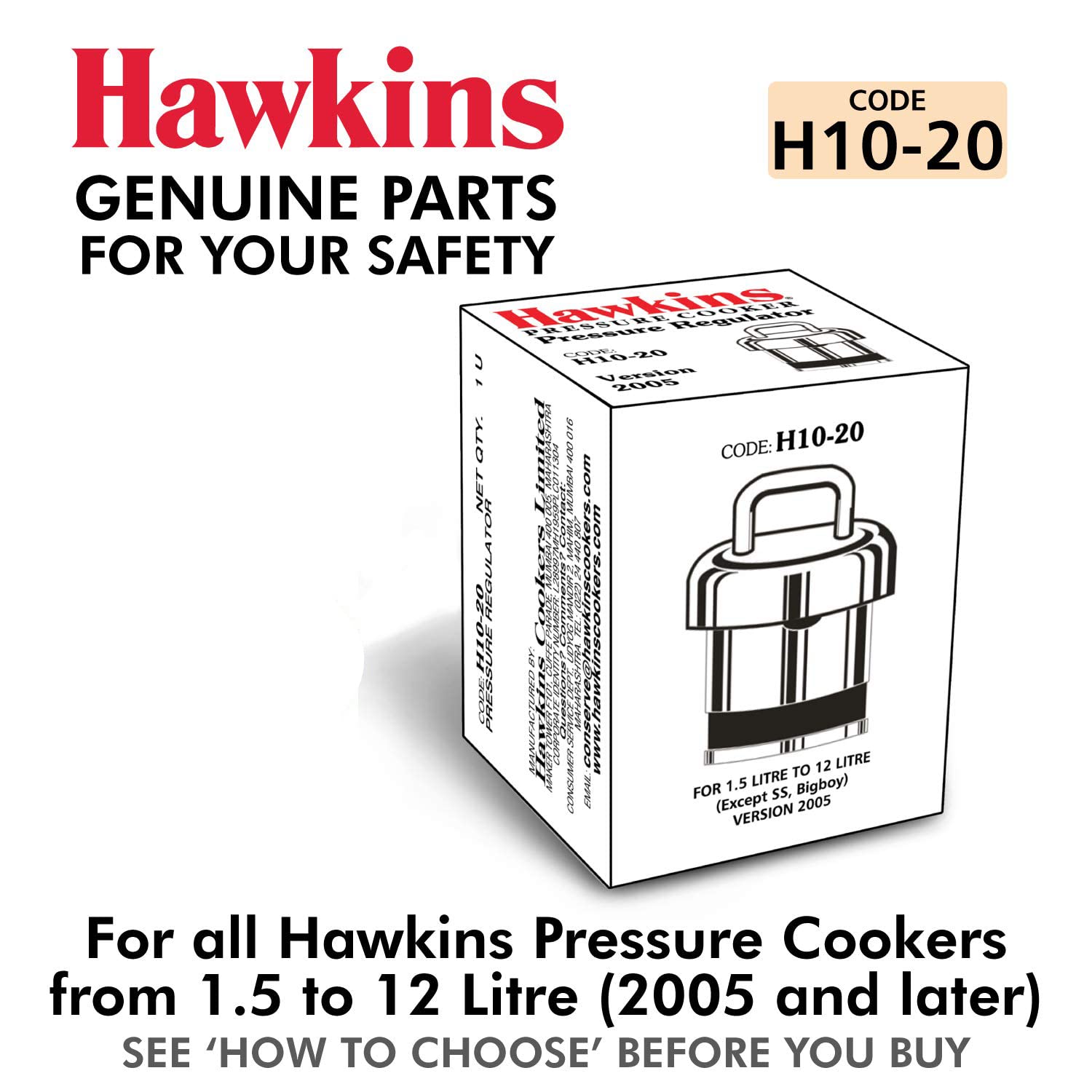 Hawkins H10-20 Pressure Regulator for Classic Aluminum and Stainless Steel Pressure Cookers