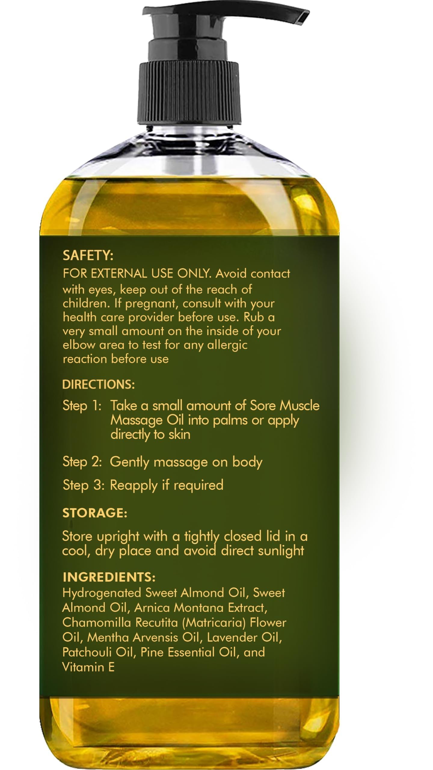 MAJESTIC PURE Aceite de masaje muscular Arnica Sore para articulaciones y músculos por Majestic Pure – Alivia el dolor, los músculos cansados, nutritivo e hidratante, 8 onzas líquidas. Oz, Paquete individual