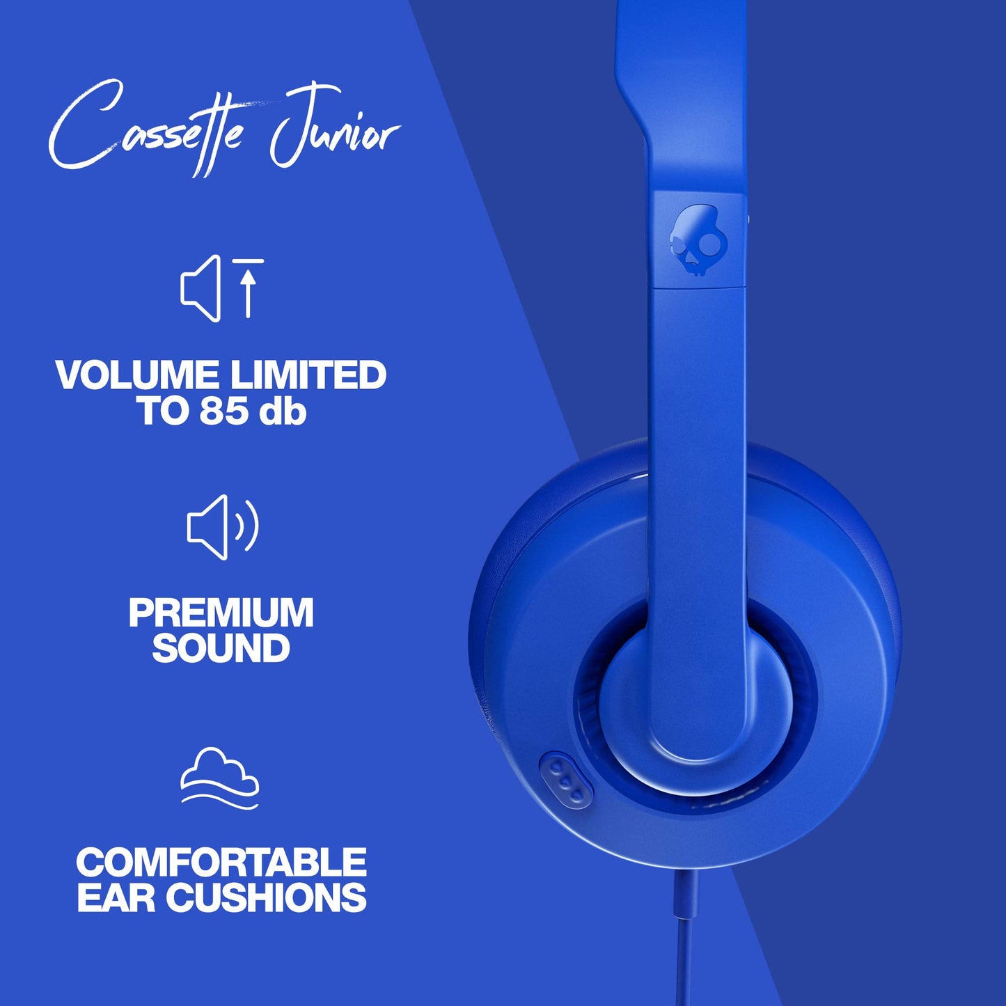 Audífonos Inalámbricos On-Ear Skullcandy Cassette Azul con Limitación de Volumen y Micrófono para Niño