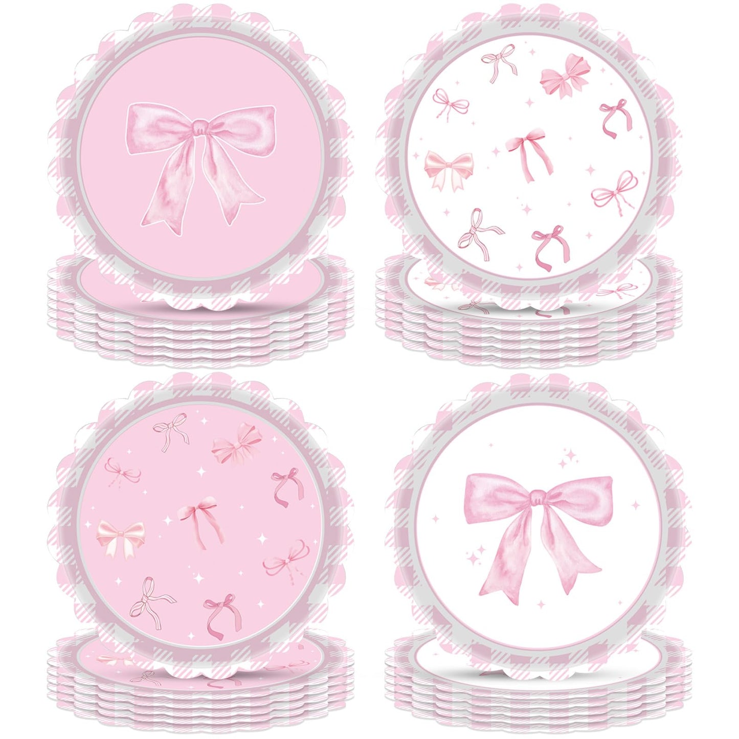 Funhax - 32 piezas de moño rosa para decoración de cumpleaños con lazo rosa, decoración de fiesta de cumpleaños, platos de papel para niña, coqueta, baby shower, suministros de fiesta de boda