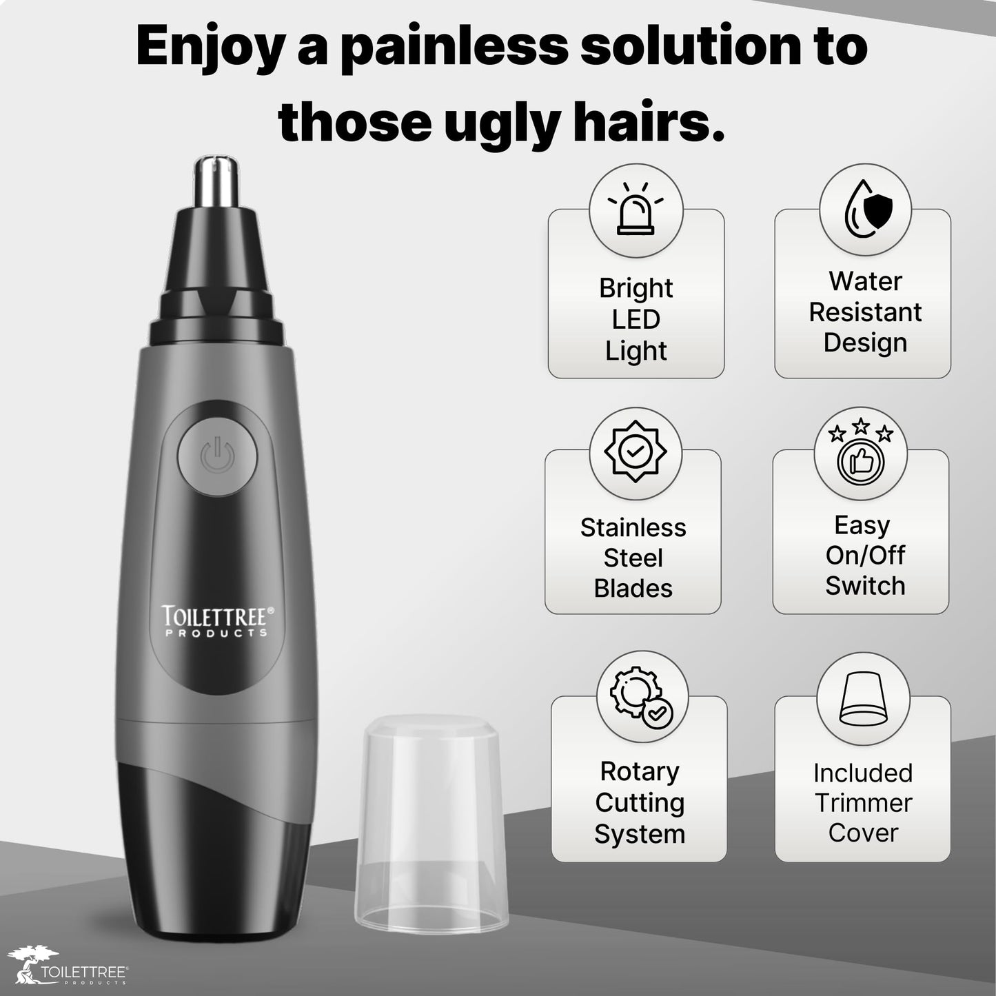 ToiletTree Products - Cortapelos para nariz y oído resistente al agua con luz LED