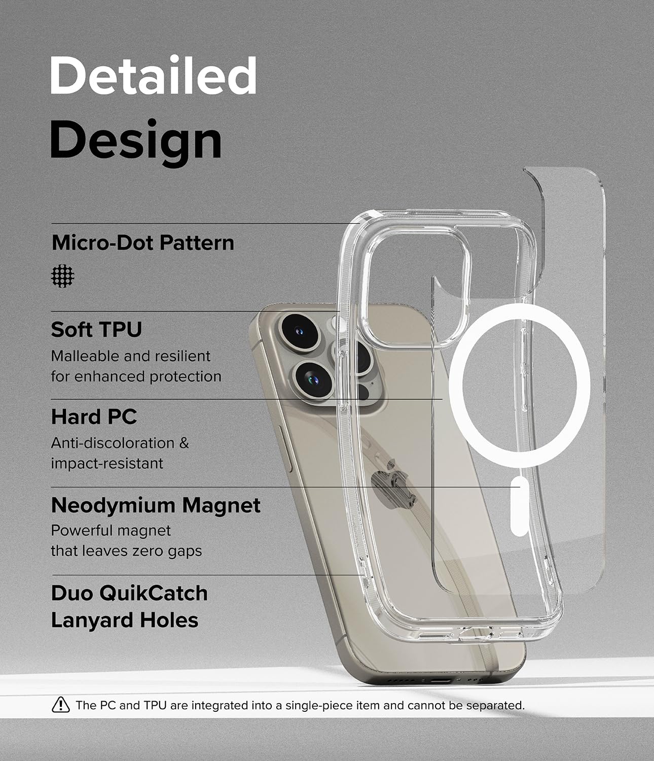 Funda Transparente Ringke Fusion Compatible con iPhone 15 Pro 6.1 Pulgadas Clear Magnética Compatible con MagSafe