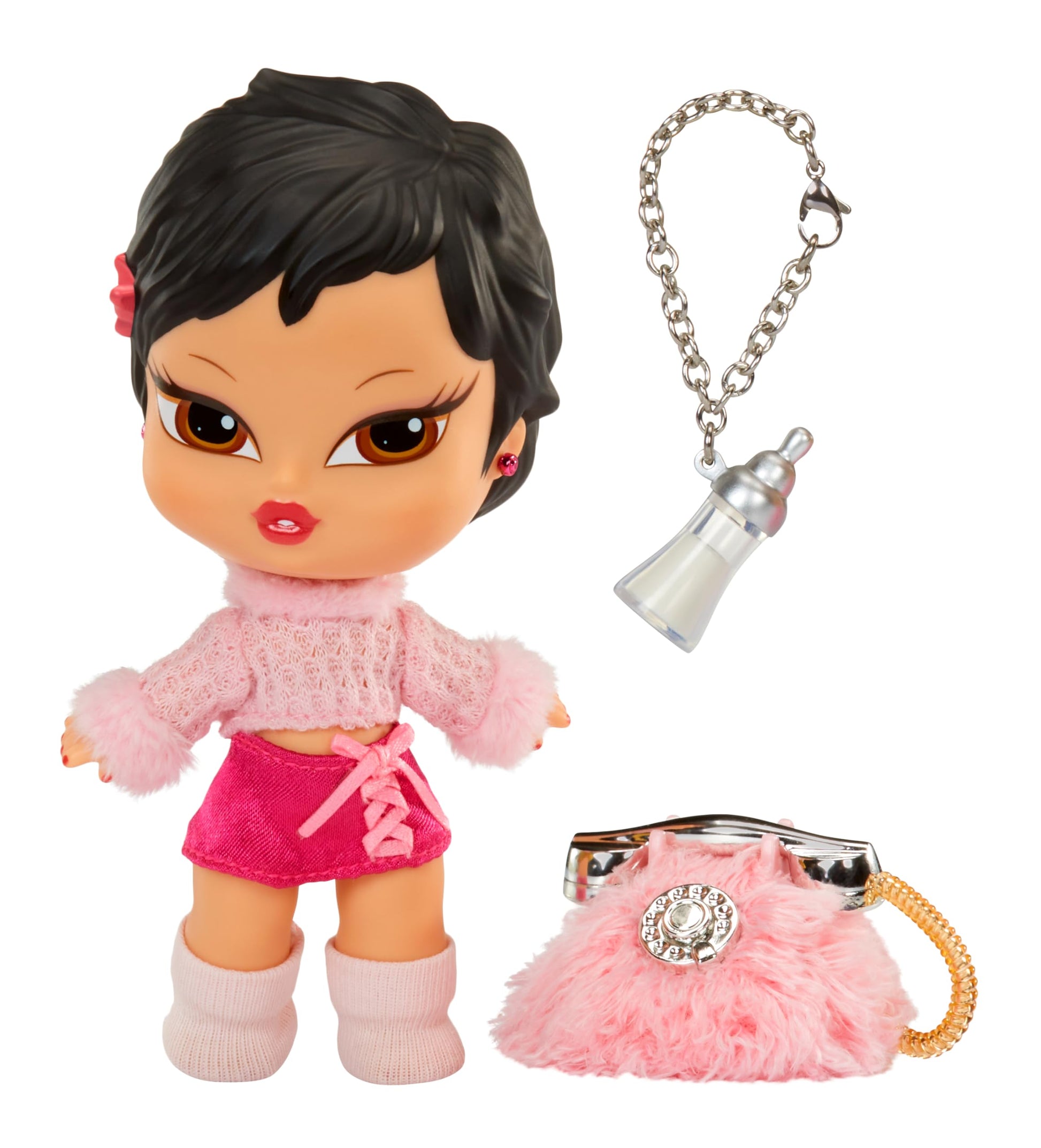 Bratz Babyz Runwayz - Jade - 1 Muñeca de Moda Coleccionable con Conjunto Elegante, Muñeca Bebé con Collar Que Funciona como Llavero - Juguete Infantil - Ideal para Niños y Niñas Mayores de 6 Años