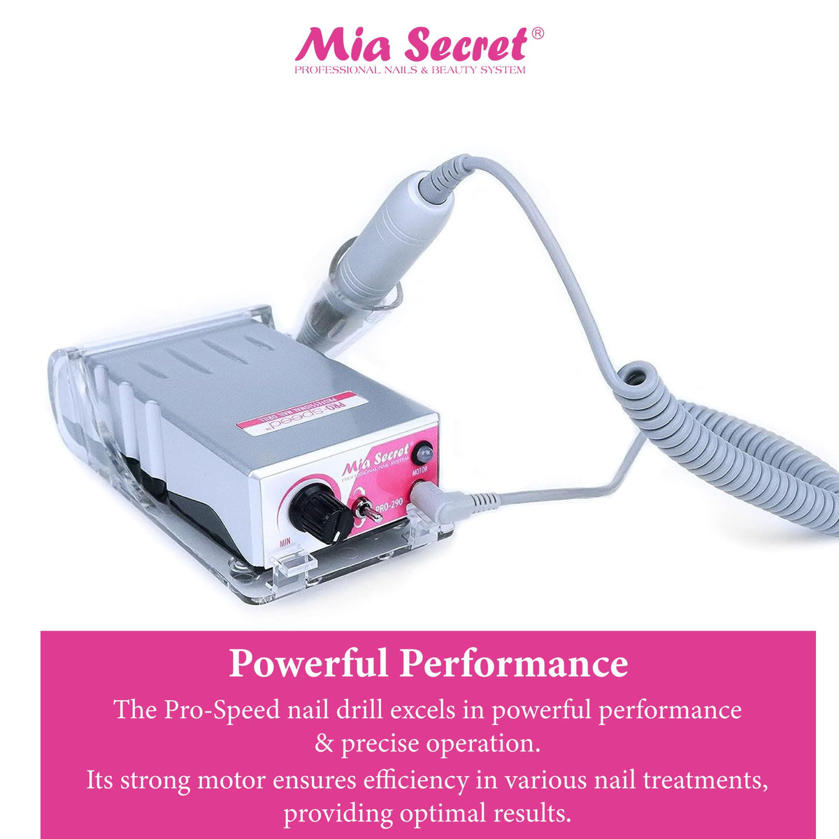 Taladro de Uñas Mia Secret 290 Portátil Recargable para Salón Profesional