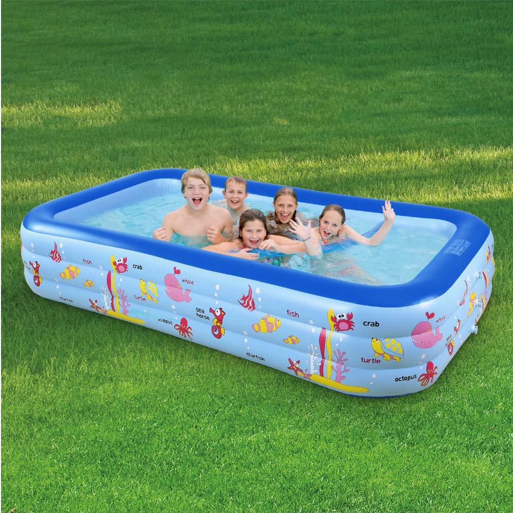 Piscina Inflable Familiar para Niños y Adultos Azul para Jardín y Patio Trasero