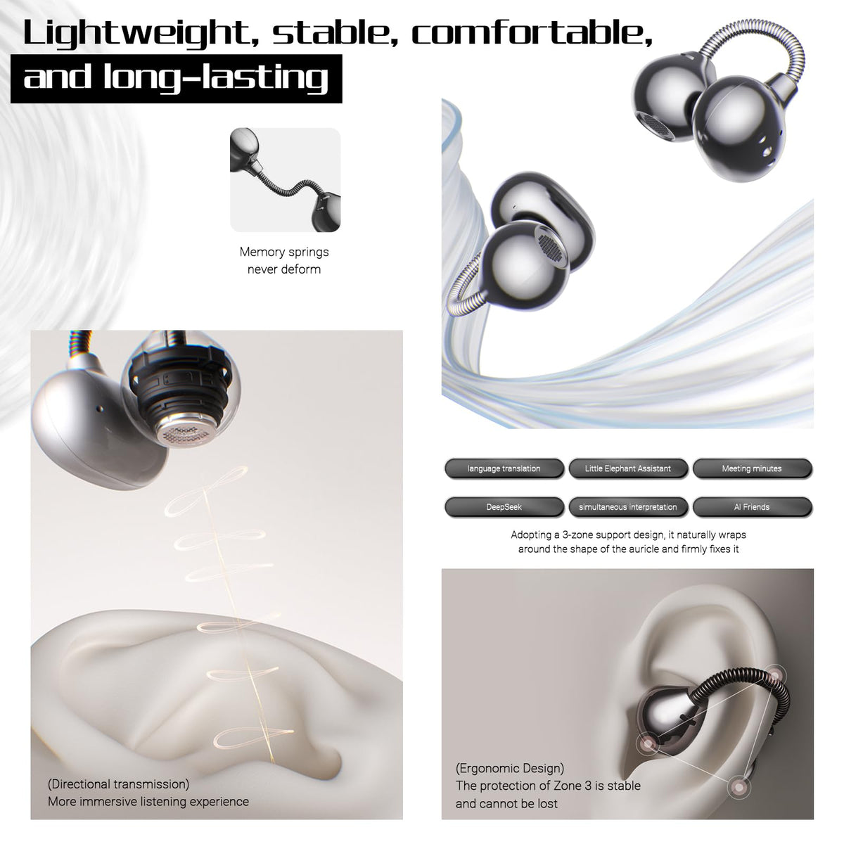 Auriculares Inalámbricos KERHAND Negro Clip Oído Abierto