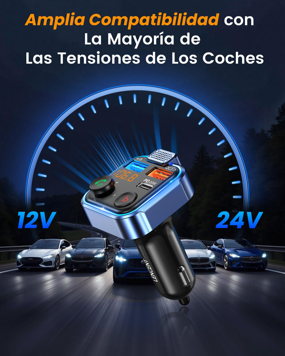 Transmisor FM Bluetooth 5.3 LENCENT para Auto