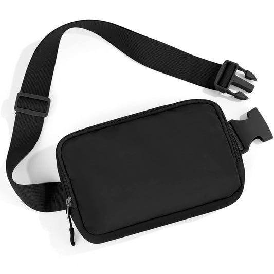 Cangurera para Hombre Mujer con Correa Ajustable Bolsa de Cintura Portátil y Resistente al Agua para Entrenamiento Correr y Viajar-Negro