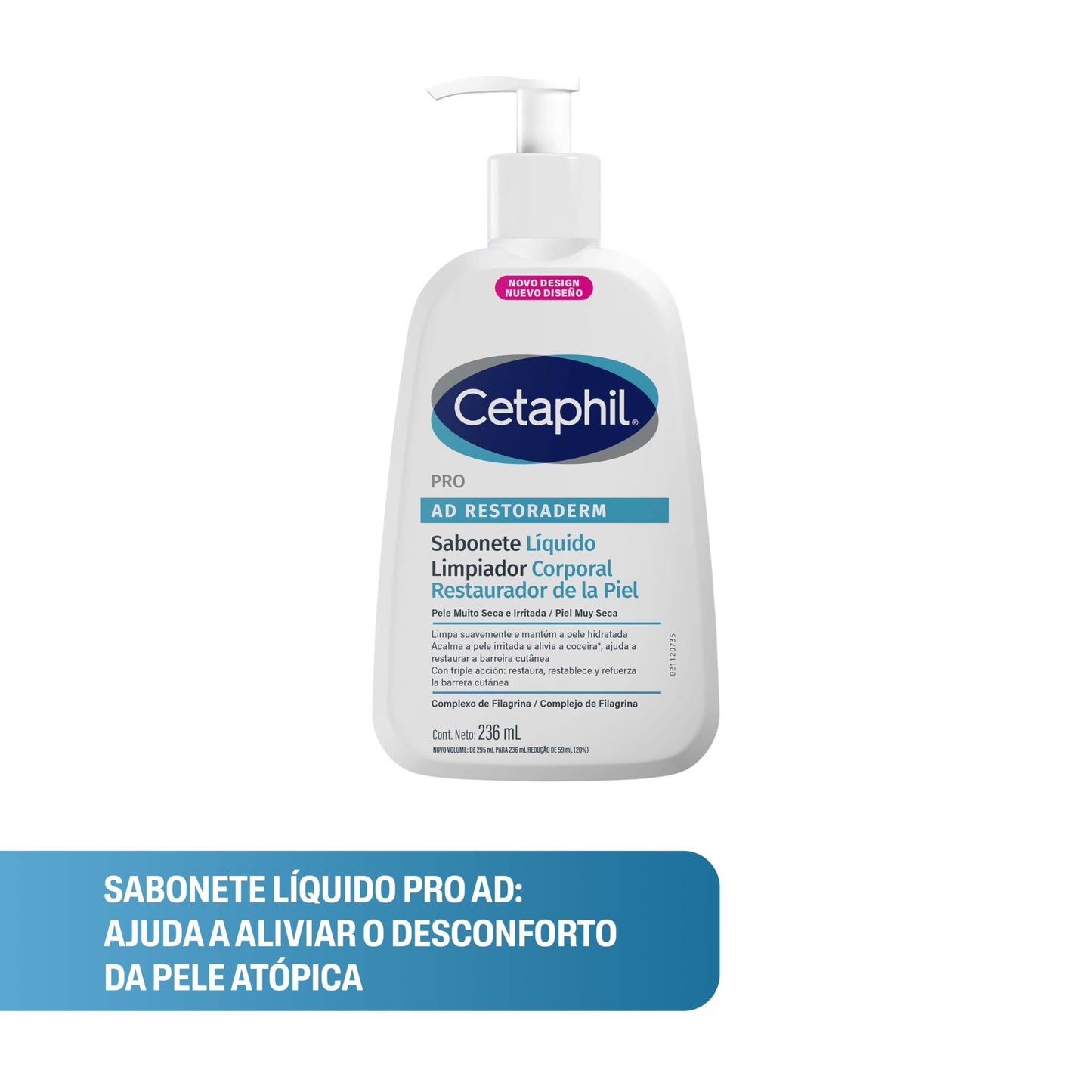 CETAPHIL® Pro AD Restoradeerm jabón corporal 236 ml, para Piel con Tendencia Atópica