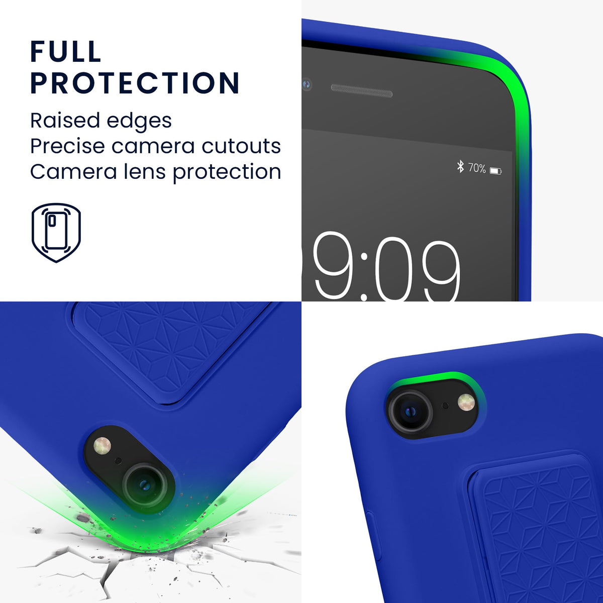 Carcasa kwmobile Azul Báltico con Soporte y Agarre Compatible con Apple iPhone SE/8/7