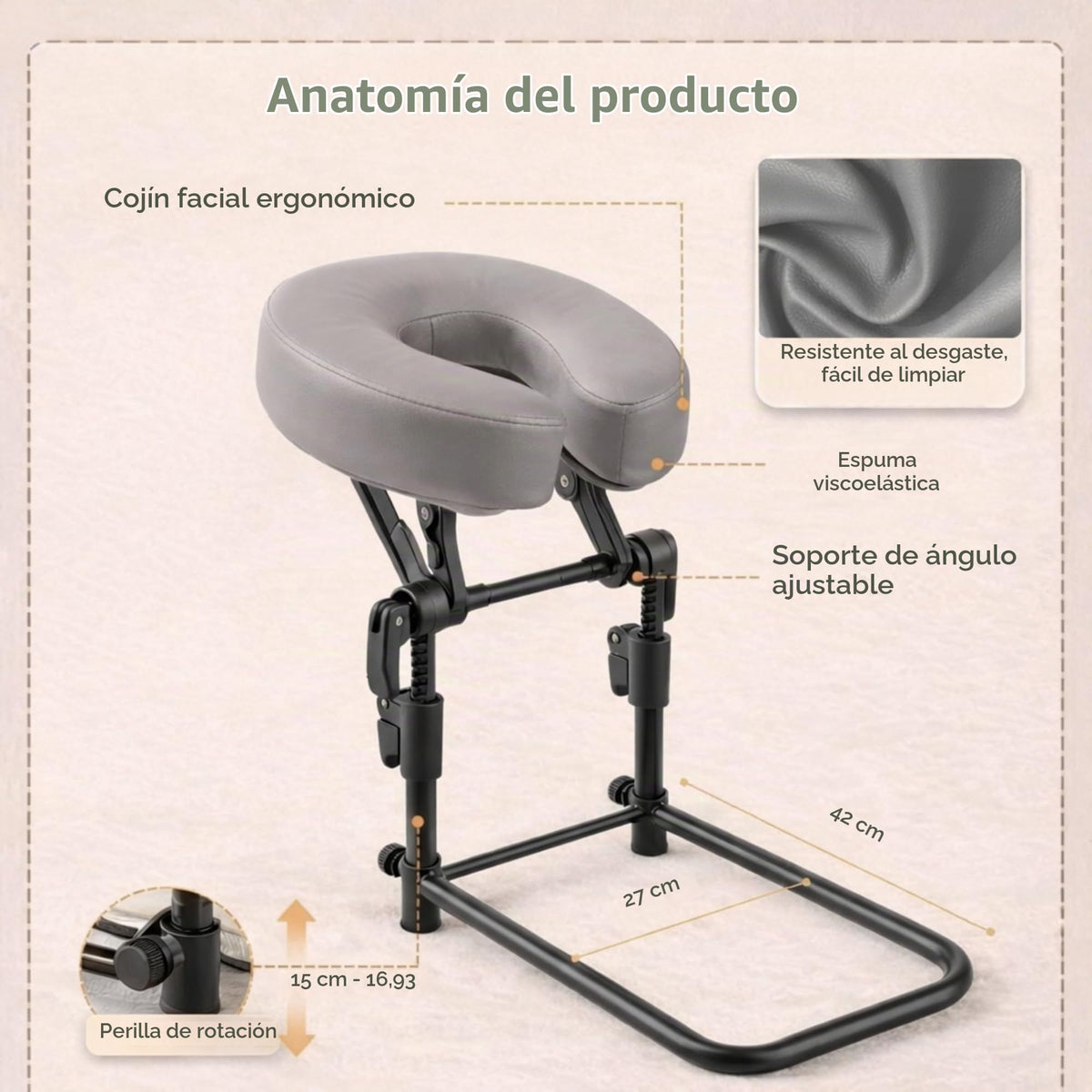 Reposacabezas de Masaje MAOSEMSI Viscoelástica, Altura Ajustable y Funda Lavable para Mayor Comodidad